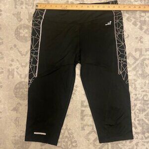 BCG Womens Leggings Size Large Bioviz 360 reflective Black Running Leggings Geo
